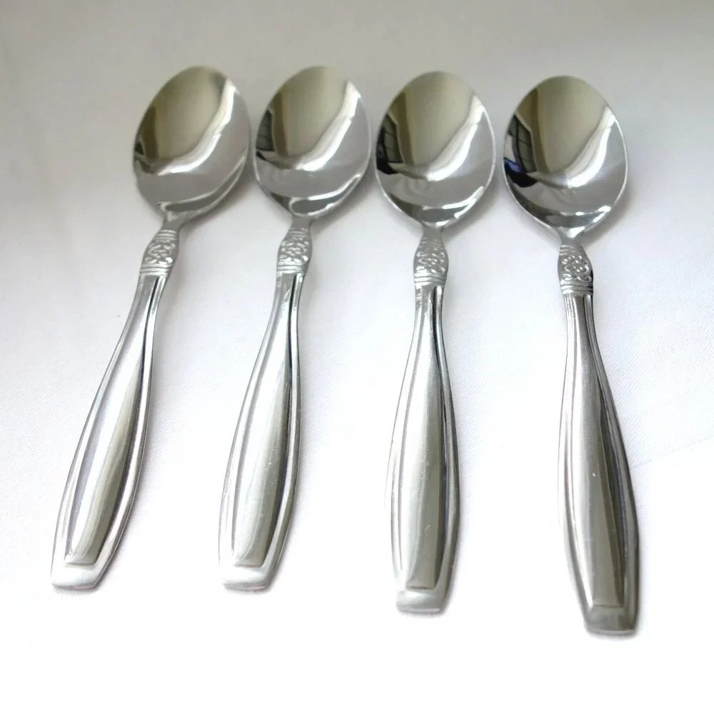 Oneida Vista Stainless 18/0‎ Flatware 4 Soup Tablespoons